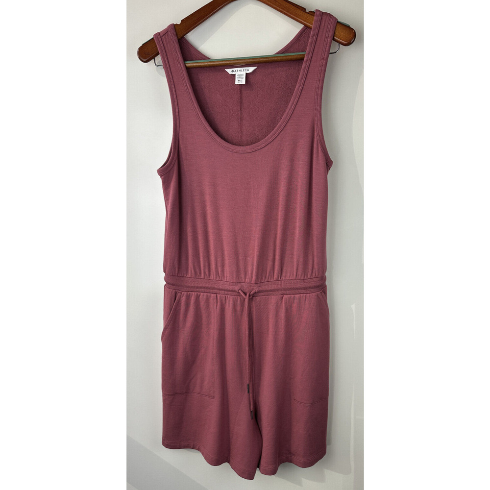 Athleta Balance Sleeveless Tank Romper Women's Size MT Medium Tall Berry Rose - Picture 14 of 14